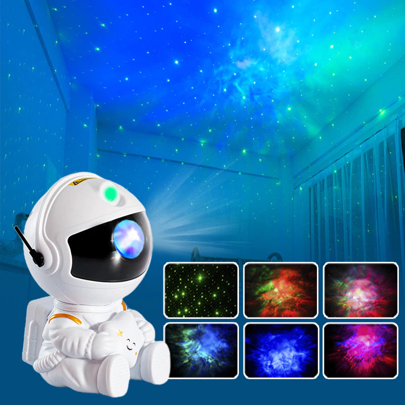 Led lights Galaxy Projector and Nebula Ambient LED Astronaut Night Light Projector Close up Detailed Color